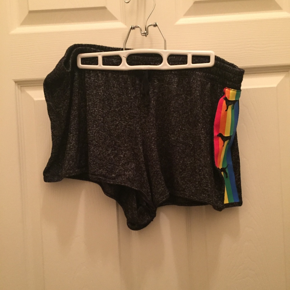 PINK Heathered Sleep short with Rainbow detail